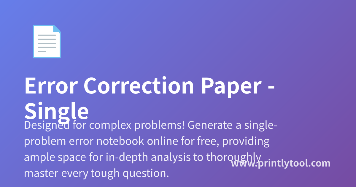 Free Printable Error Notebook (Single-Problem) - Template for In-Depth ...