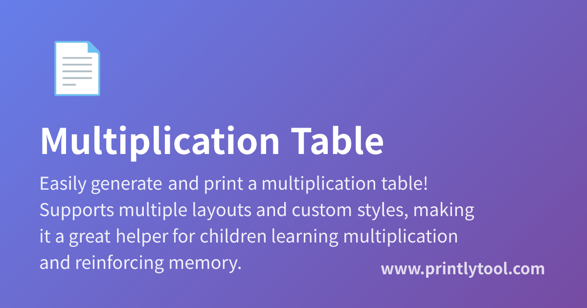 Free Printable Multiplication Table - Essential Tool for Elementary Math