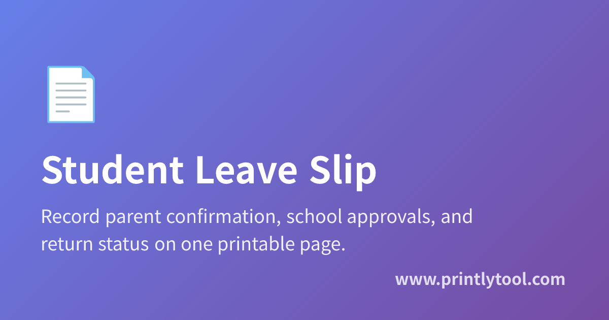 School Drop Slip Examples Free Student Leave Slip Template - School Absence Request and Return Record