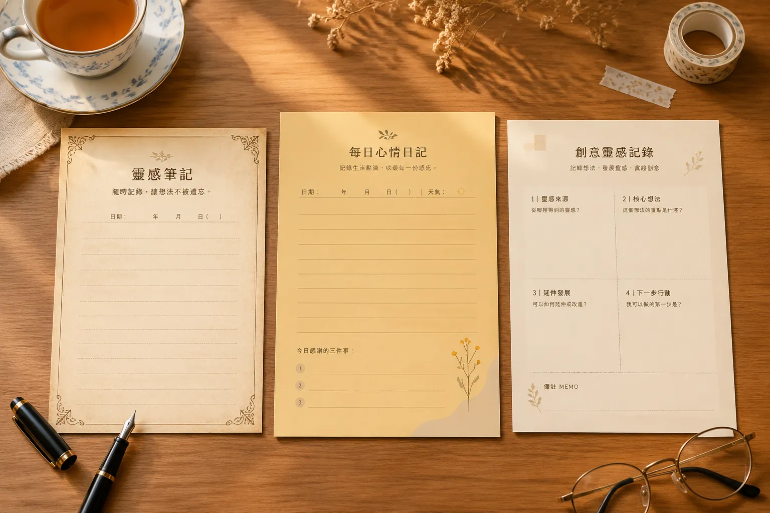 手帳紙範本免費列印:復古、極簡、創意三種筆記紙風格對比與選擇指南