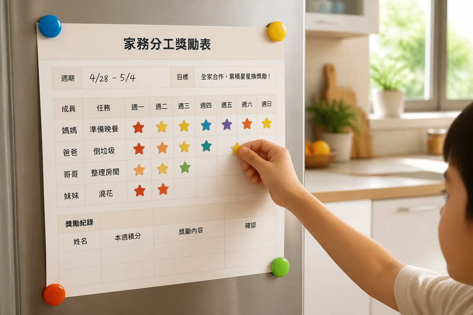 家務分工獎勵表模板預覽