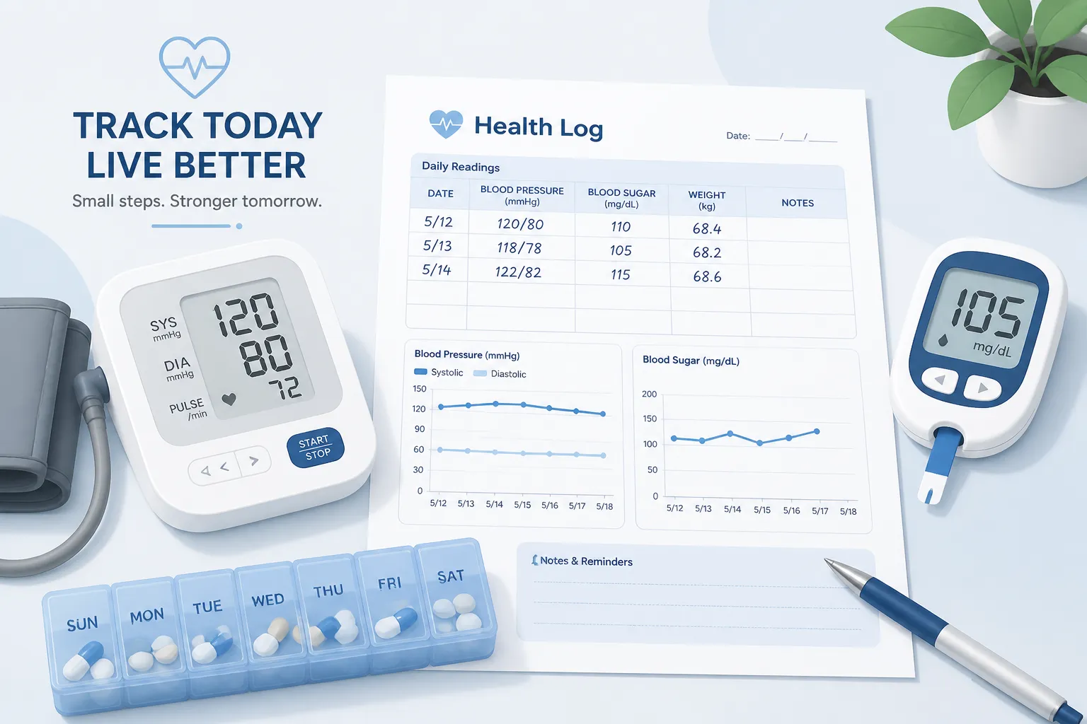 Free Printable Health Tracking Logs: Blood Pressure, Blood Sugar & Medication Records Made Simple