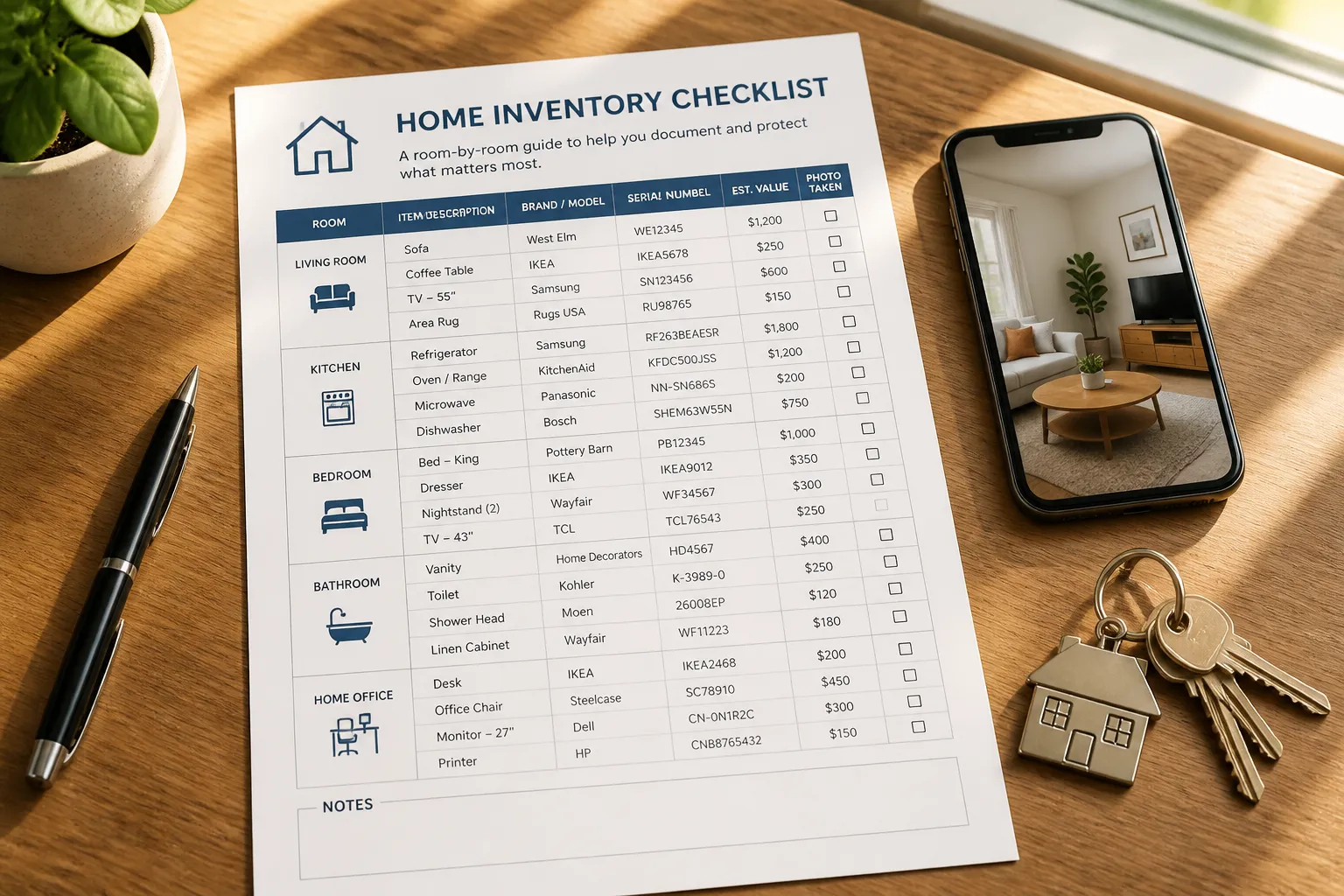 Free Printable Home Inventory Checklist for Insurance