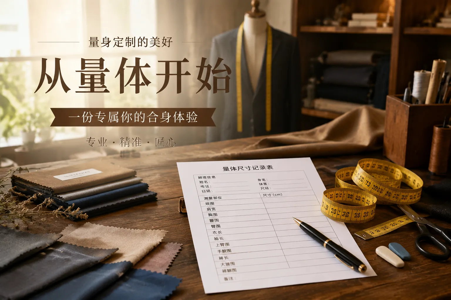 服装量体表完全指南:裁缝定制与改衣必备免费打印模板