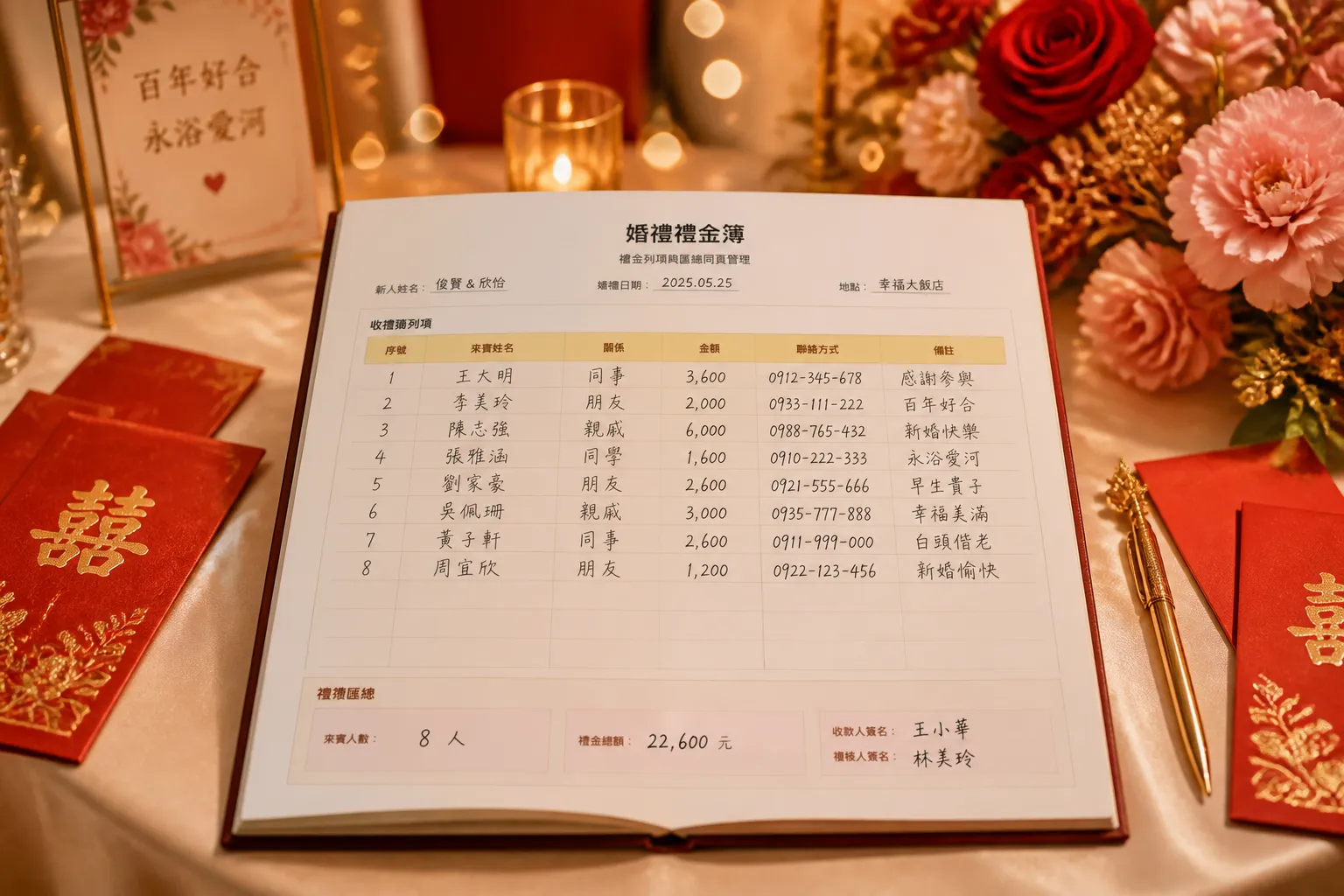 婚禮現場收禮桌佈置