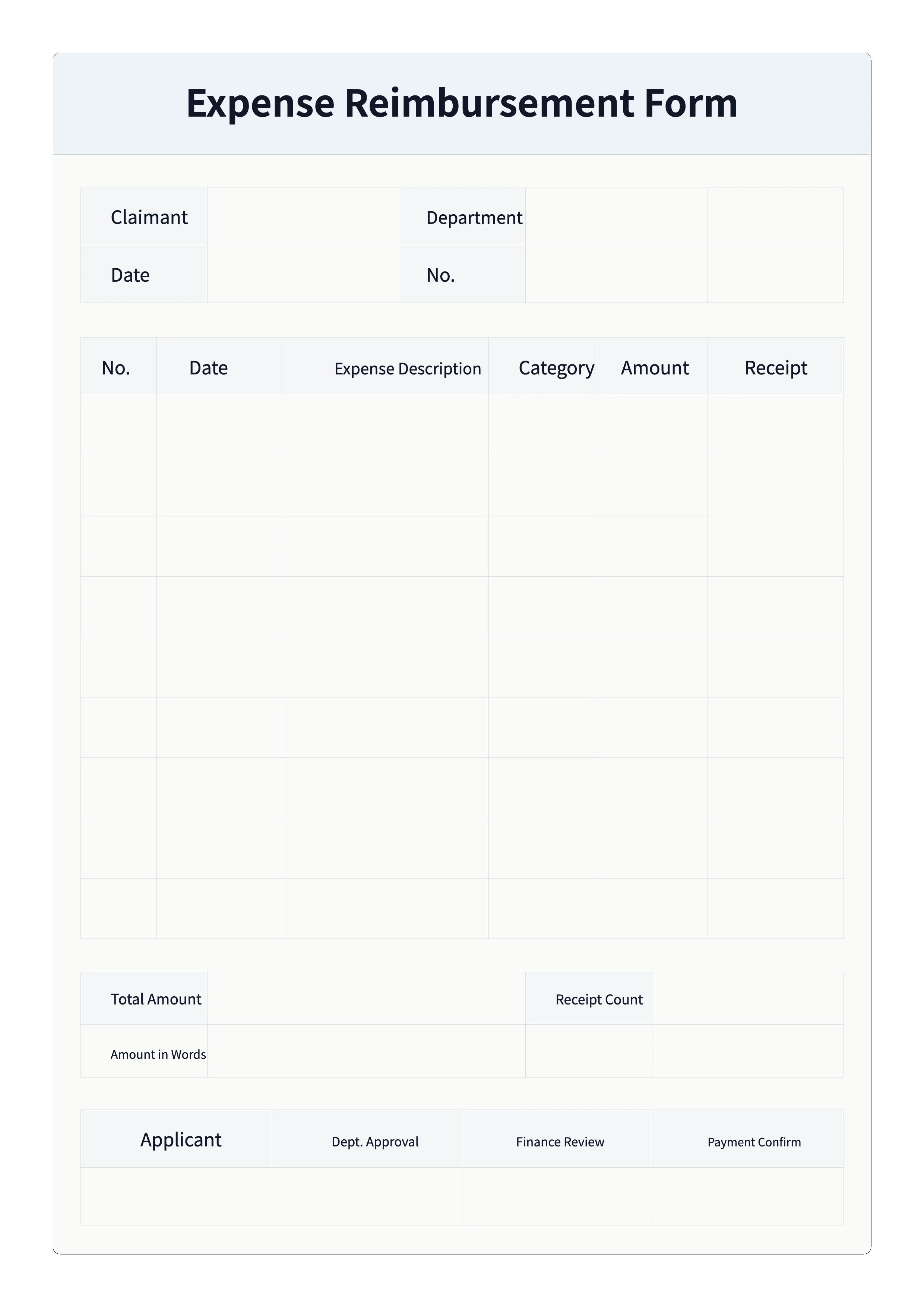 Free Expense Reimbursement Form Template - Printable Claim Sheet
