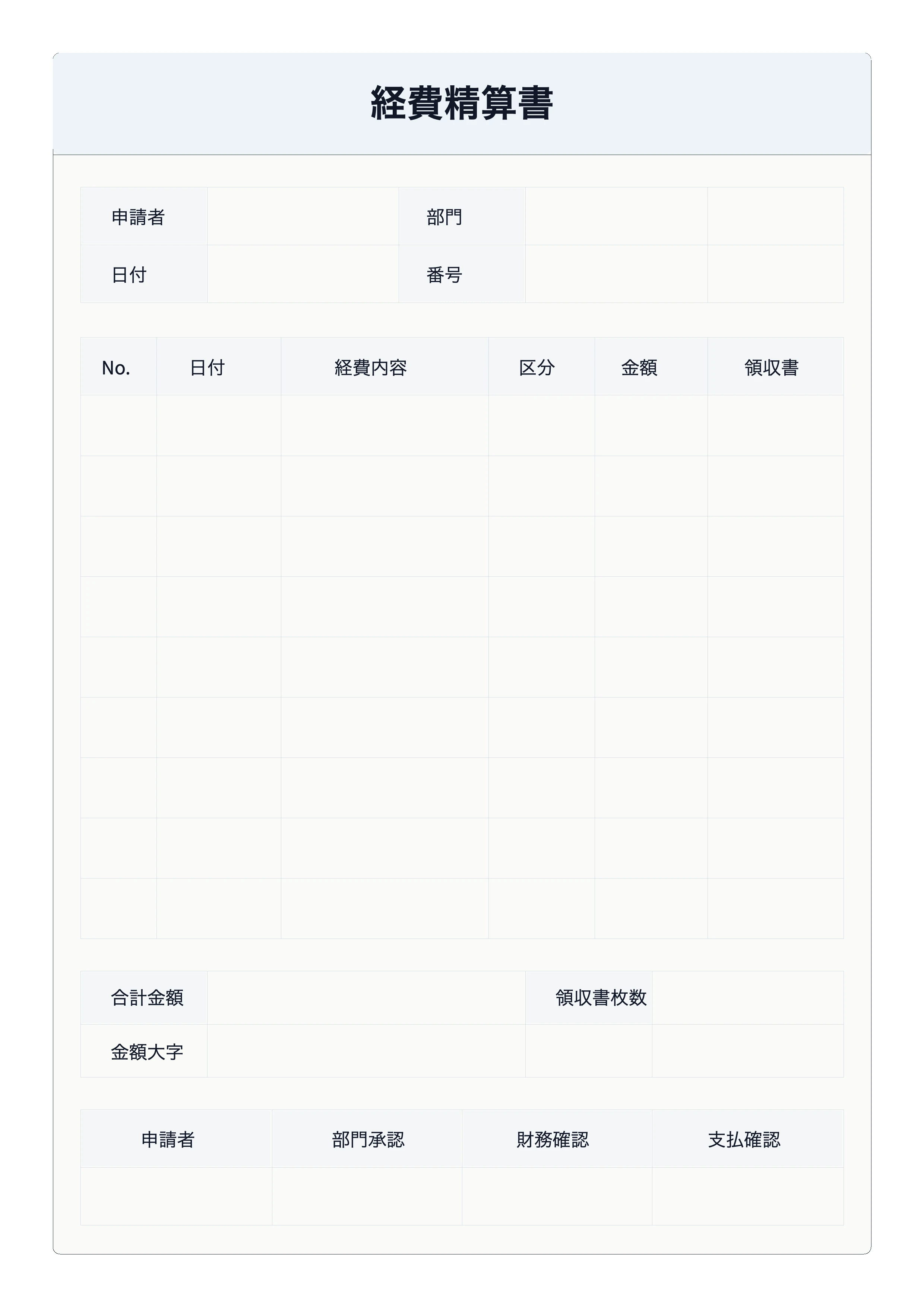 無料の経費精算書テンプレート - 印刷できる経費明細と承認記録