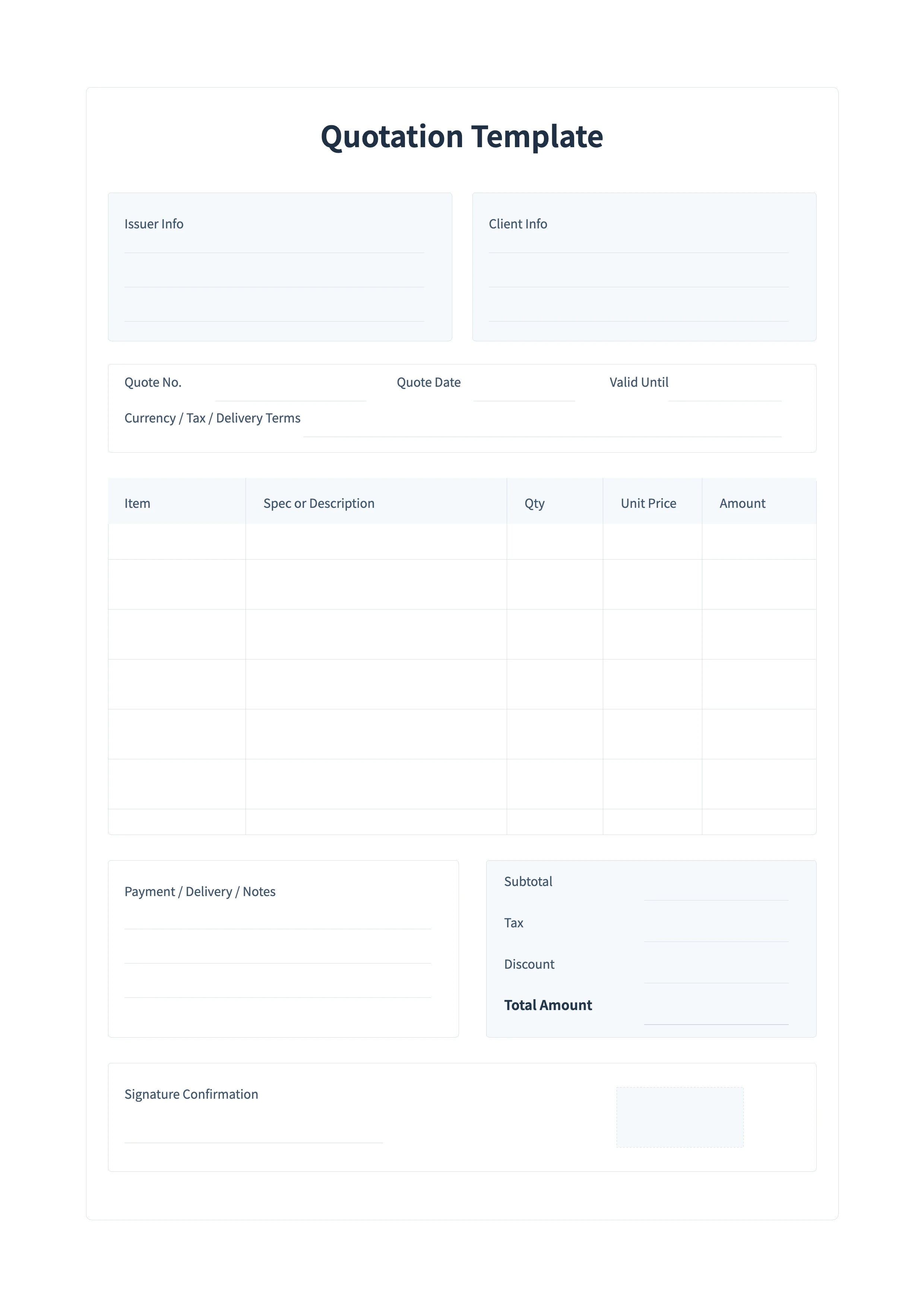 Free Quotation Template - Business Quote Sheet