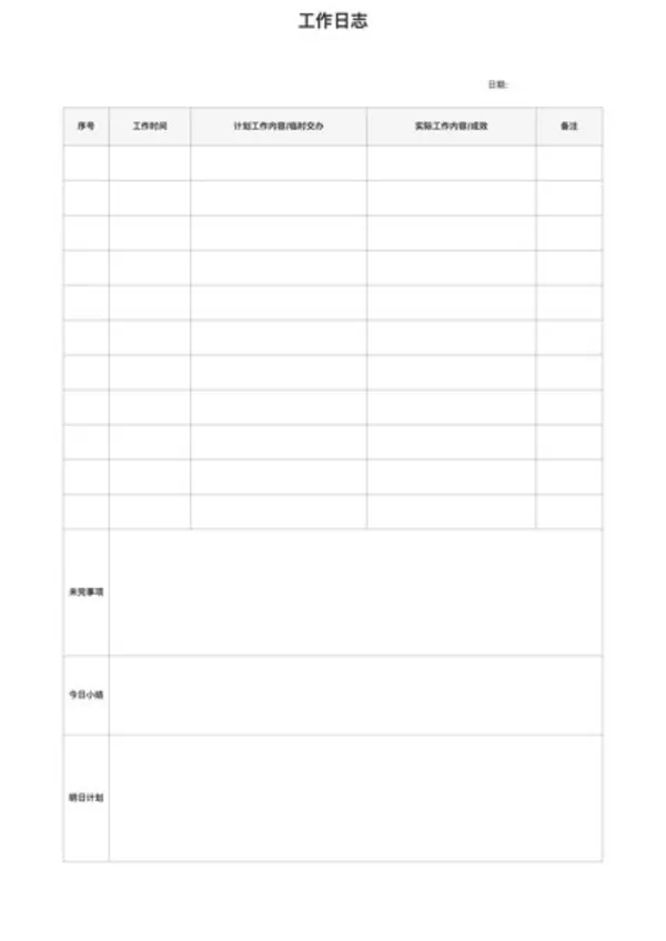 免费工作日志模板 - 计划执行与总结
